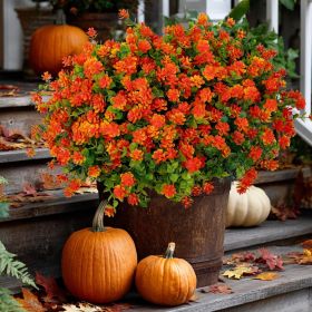Artificial Autumn Outdoor Flowers, Simulated Chrysanthemums - 12 Bundles of UV-Resistant, Fade-Resistant Artificial Plastic Plants for Garden, Po